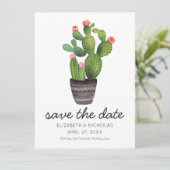 Pink Floral Cactus - Save the Date (Stehend Vorderseite)