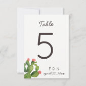 Pink Floral Cactus - Tischnummer (Vorderseite)