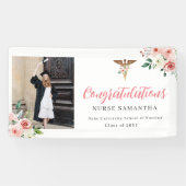 Pink Floral Caduseus Herzlichen Glückwunsch Nurse  Banner (Horizontal)