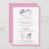 Pink Floral Cafe Sign | Süß 16 Einladung (Vorne/Hinten)