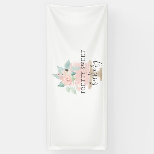Pink Floral Cake Bäckerei Banner (Vertikal)