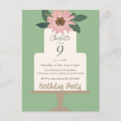 Pink Floral Cake Geburtstagsparty Postkarte (Vorderseite)