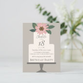 Pink Floral Cake Geburtstagsparty Postkarte (Stehend Vorderseite)