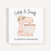 Pink Floral Cake Mixer Bäckerei Notebook Notizblock (Vorderseite)