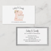 Pink Floral Cake Mixer Bakery Business Card Visitenkarte (Vorne/Hinten)