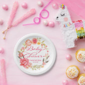 Pink Floral Calligraphy Girly Baby Shooter Pappteller (Party)
