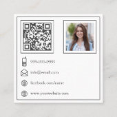 Pink Floral Camera Foto QR Code Fotograf Quadratische Visitenkarte (Rückseite)