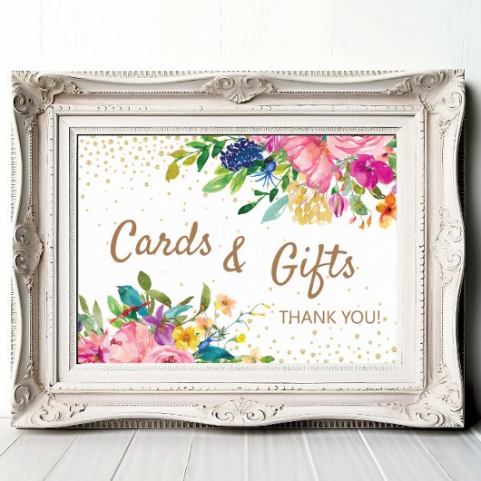 Pink Floral Cards Gifts Baby Shower Poster
