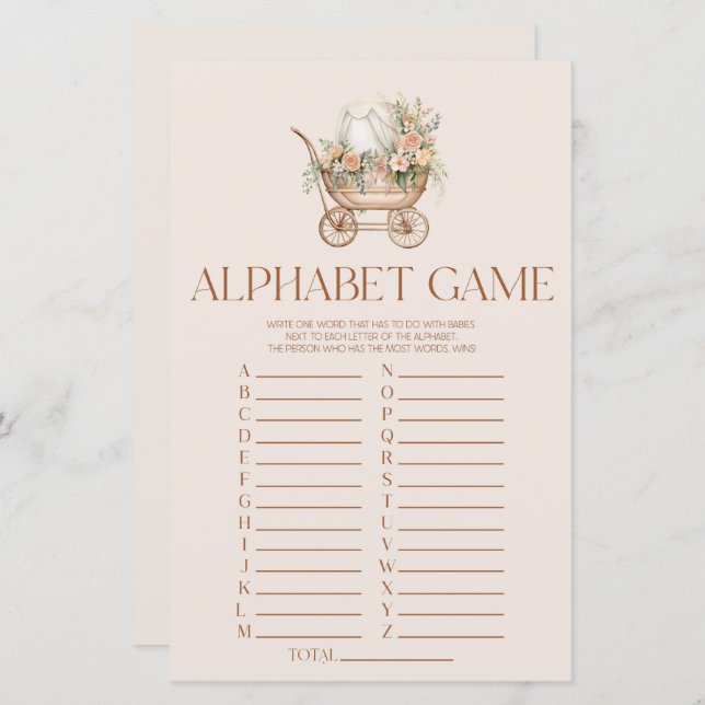 Pink Floral Carriage Alphabet Baby Showspiel (Vorne/Hinten)