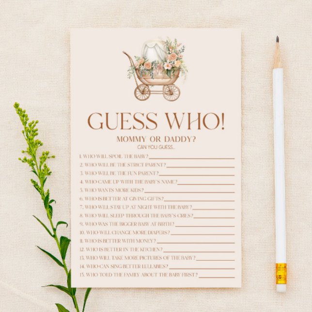 Pink Floral Carriage Guess Who Baby Shooting Game (Von Creator hochgeladen)