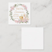 Pink Floral Chalice Candle First Holy Communion  Begleitkarte (Vorne/Hinten)