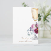Pink Floral Champagne Dusche Danke (Stehend Vorderseite)