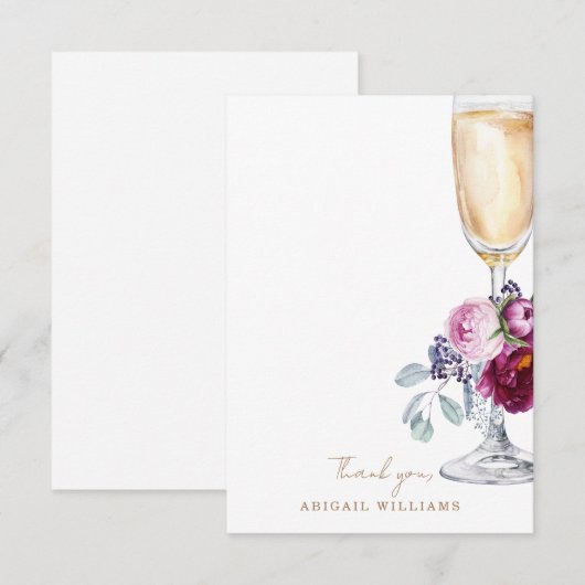 Pink Floral Champagne Dusche Danke (Vorne/Hinten)