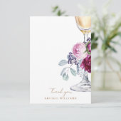 Pink Floral Champagne Dusche Nachricht Vielen Dank Dankeskarte (Stehend Vorderseite)