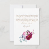 Pink Floral Champagne Dusche Nachricht Vielen Dank Dankeskarte (Rückseite)