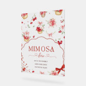 Pink Floral Cherry Mimosa Bar Baby Dusche Acrylschild (Winkel)