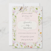 Pink Floral Chinoiserie Babydusche Einladung (Vorderseite)