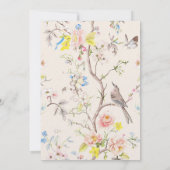 Pink Floral Chinoiserie Babydusche Einladung (Rückseite)