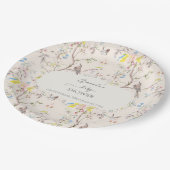 Pink Floral Chinoiserie Babydusche Pappteller (Schrägansicht)