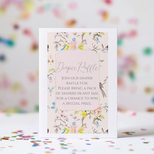 Pink Floral Chinoiserie Babydusche Windelwanne Win Begleitkarte