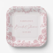 Pink Floral Chinoiserie Brautparty Papier Teller (Vorderseite)