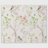 Pink Floral Chinoiserie Geschenkpapier (Flach)