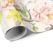 Pink Floral Chinoiserie Geschenkpapier (Rolleneckpunkt)