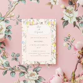 Pink Floral Chinoiserie Hochzeit Einladung