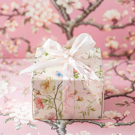 Pink Floral Chinoiserie Hochzeit Geschenkpapier