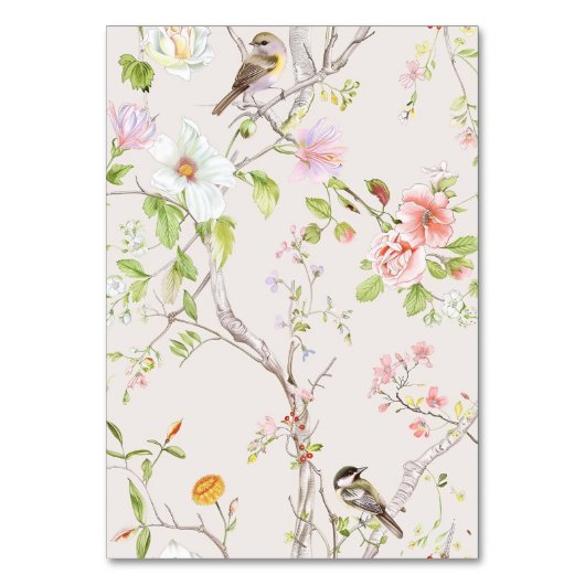 Pink Floral Chinoiserie Hochzeit Tischnummer (Rückseite)
