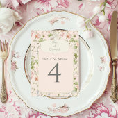 Pink Floral Chinoiserie Hochzeit Tischnummer