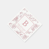 Pink Floral Chinoiserie Initial Wedding Napkins Serviette (Ecke)
