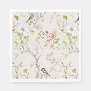 Pink Floral Chinoiserie Serviette