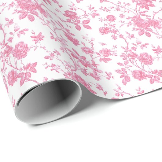 Pink Floral Chinoiserie Stadtrundgang Geschenkpapier (Rolleneckpunkt)