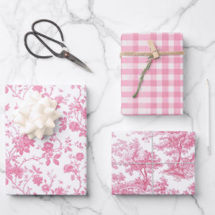 Pink Floral Chinoiserie Stadtrundgang Geschenkpapier Set