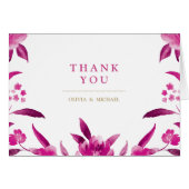 Pink floral Chinoiserie Wedding danke (Vorderseite (Horizontal))
