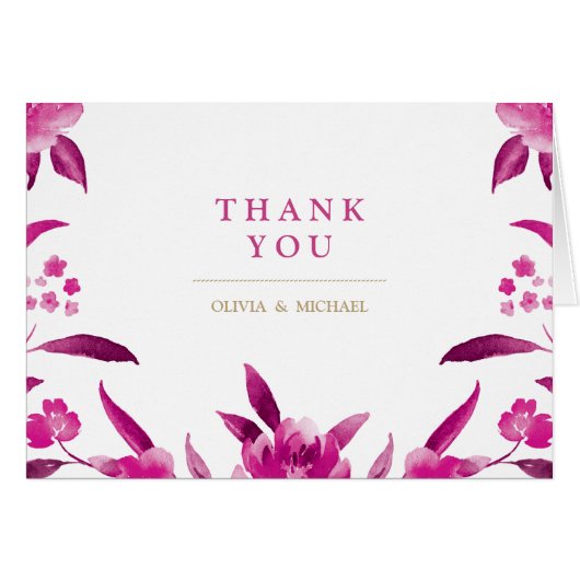 Pink floral Chinoiserie Wedding danke (Vorderseite (Horizontal))