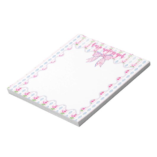 Pink Floral & Chinoserie Personalisiert Notepad Notizblock (Rotiert)