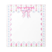 Pink Floral & Chinoserie Personalisiert Notepad Notizblock (Vorderseite)