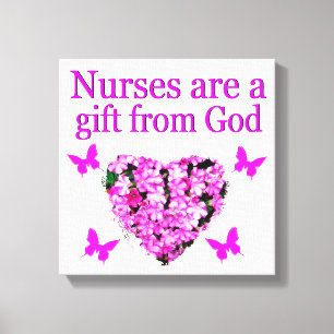 PINK FLORAL CHRISTLICH NURSE DESIGN LEINWANDDRUCK