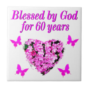 PINK FLORAL CHRISTLICHE 60. GEBURTSTAG DESIGN FLIESE