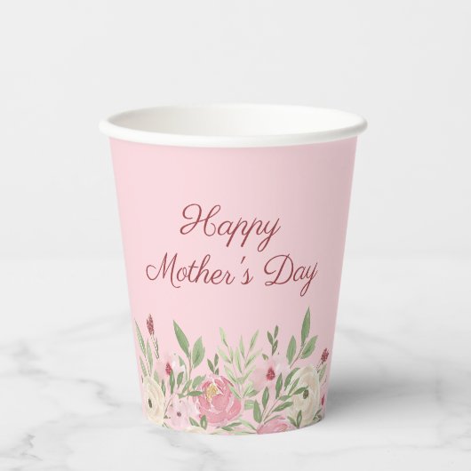 Pink Floral Church Mother's Day Pappbecher (Vorderseite)