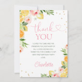 Pink Floral Citrus Geburtstag Danke Karte (Vorderseite)