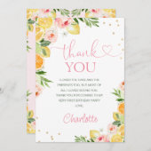 Pink Floral Citrus Geburtstag Danke Karte (Vorne/Hinten)