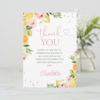Pink Floral Citrus Geburtstag Danke Karte