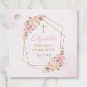 Pink Floral Communion Geschenkanhänger (Vorderseite)