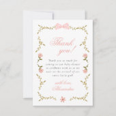 Pink Floral Coquette Babydusche Danke Karte (Vorderseite)