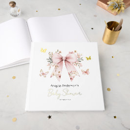 Pink Floral Coquette Bow Baby Dusche Gästebuch