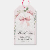 Pink Floral Coquette Bow Babydusche Danke Geschenkanhänger (Vorderseite)