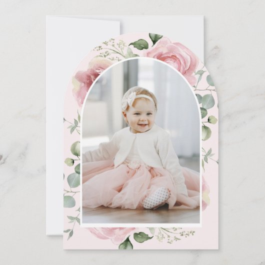 Pink Floral Coquette Bow Navy Blue Erster Geburtst Einladung (Rückseite)